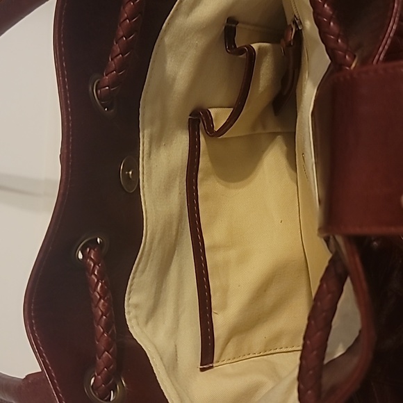 Charles David Red Alligator Satchal Tote Burgundy Hobo Handbag with Tassels - Picture 9 of 11